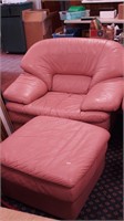 Natuzzi 1990 pebbled mauve leather chair with