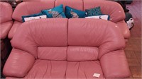 Natuzzi 1990 mauve pebbled 84" long leather sofa