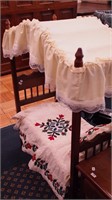 Handmade Eastlake-style canopy doll bed with