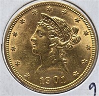 1901 $10 Gold AU