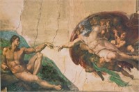 Canvas Print of Michelangelo's creation of Adam