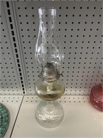 Vintage Clear Glass Pedestal Oil Lamp