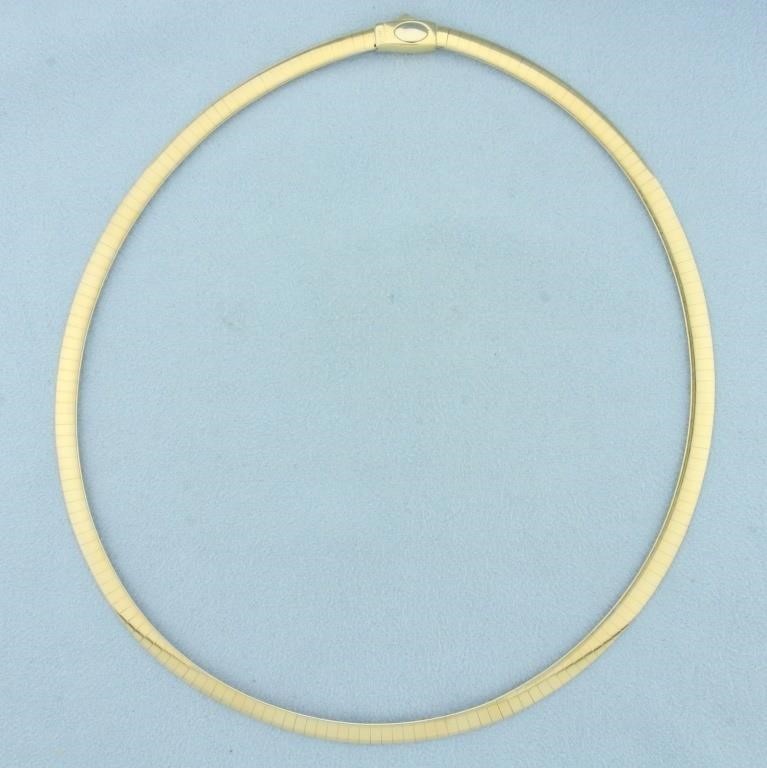 Italian Reversible Omega Necklace in 14k White and