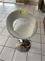 White swivel bar stool, 31 in tall, chrome base