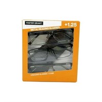 Foster Grant Metal Reading Glasses +1.25 3 Count
