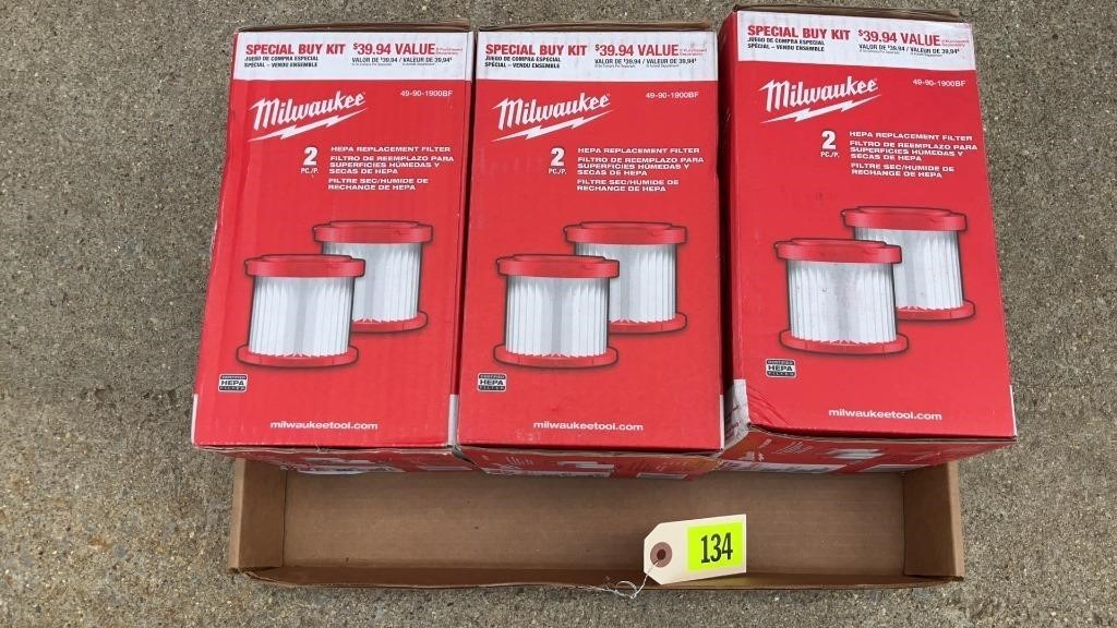 Milwaukee lot of 3 shop vac filter sets