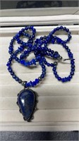 Lapis Double Strand Necklace & Pendant 16" & 18"