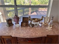 Urn, China, Mantle Clock & Other Collectibles