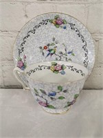 Pretty Cup and Saucer: Crown Staffordshire