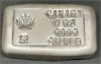 5 Troy Oz. Canadian .999 Silver Bar