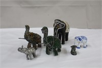 Elephants, wood, possible bronze miniature,