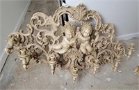 Large Ornate Plastic Cherub Candle Wall Hanger