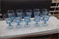 Set of 10 Fostoria Jamestown Icy Blue Water Goblet