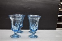 Set of 4 Fostoria Jamestown Icy Blue Water Goblet