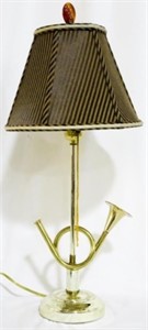 Brass French Horn Lamp 24"