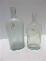 2 ANTIQUE GLASS LIQUOR BOTTLES