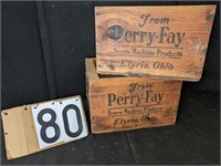 2 Wooden Perry-Fay Advertising Boxes