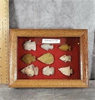 NATIVE AMERICAN  ARTIFACTS IN DISPLAY 8' X 6" .
