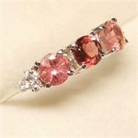 Silver Tourmaline Garnet CZ Ring