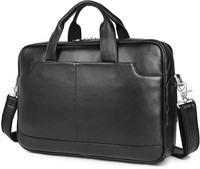 Leather Laptop Briefcase  Waterproof  15.6