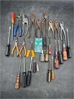 Assorted Pliers, Screw Drivers