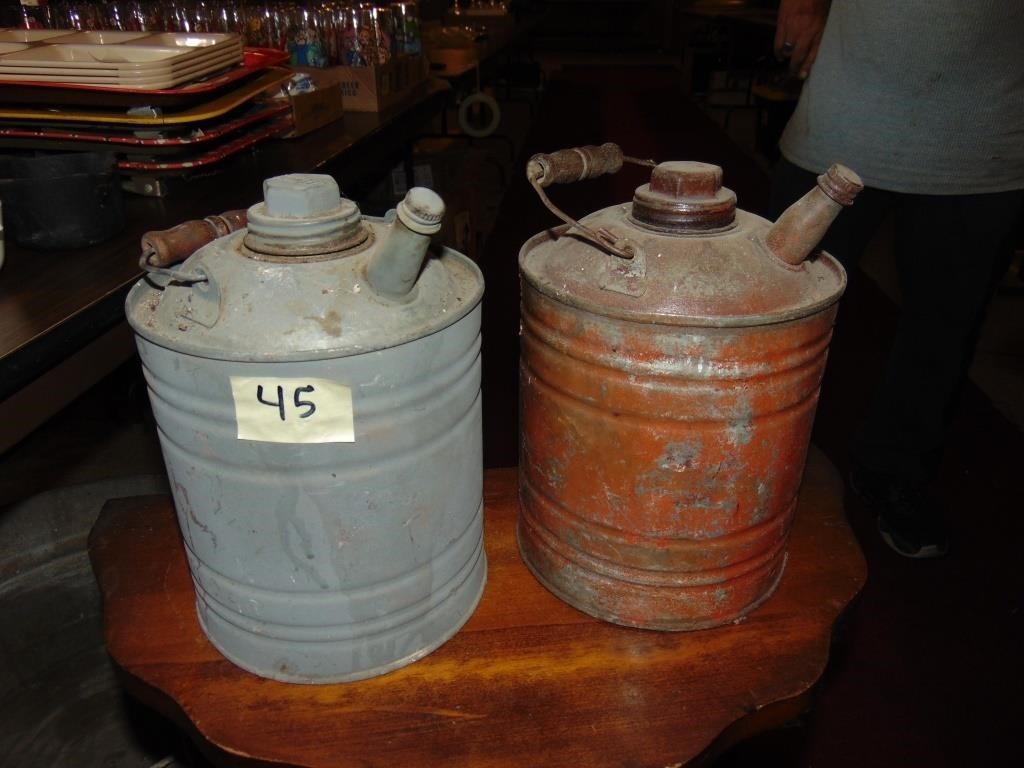 (2) Wooden Handle Fuel Cans