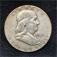 1957 P Franklin Silver Half-Dollar