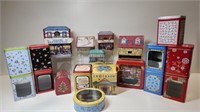 Collection of Tins & Doll House Building Blocks