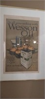 Framed Wesson oil advertisement