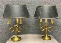 Pair of Brass Horn Table Lamps
