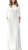 3/4 SLEEVE WHITE LOOSE CASUAL LONG DRESSES SIZE M