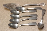 Lot of 6 Silverplated Spoons/Spatula