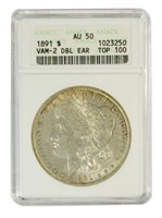 AU 1891 VAM-2 Morgan Dollar