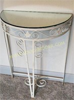 Mirrored Top Metal Scroll Side Table