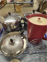 Silverware, pots, pans, Tupperware, pitcher etc