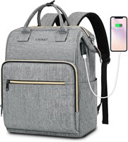 Ytonet Laptop Backpack Women  15.6 Inch  Grey