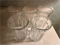 5 Vintage Clear Glass Tumblers