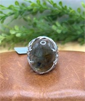 Size 10 Sterling Silver Oval Labradorite Ring
