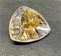 Sterling Silver Three-Sided Citrine Pendant