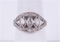 Platinum Multi Diamond Art Deco Ring