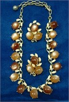 Art Deco Stone Necklace & Earrings Set