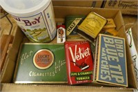 Assorted vintage tins & boxes & cigarette packs