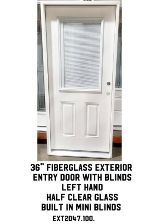 36" LH Fiberglass Ext. Door w/ Blinds