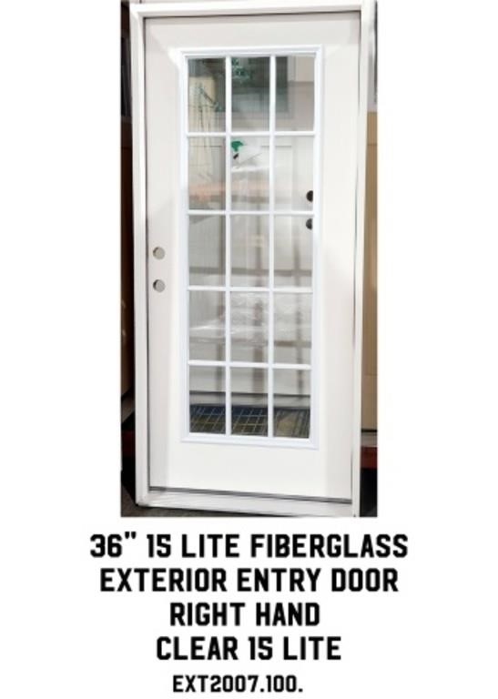 36" RH 15-Lite Fiberglass Ext. Entry Door