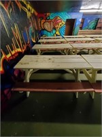 (4) PAINTED WOODEN PICNIC TABLES SOME SHOW