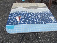 Tile Top Patio Table Sailboats  28" square