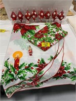 VINTAGE CHRISTMAS TABLECLOTHS, 4 SETS OF