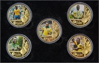 Soccer Legend Pele 24K Gold-plated Coins 5pc w/COA
