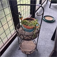 2 TIERED PLANT STAND WITH POT