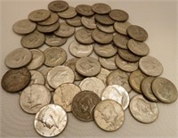(50) Kennedy 40% Silver Half Dollars - Coins